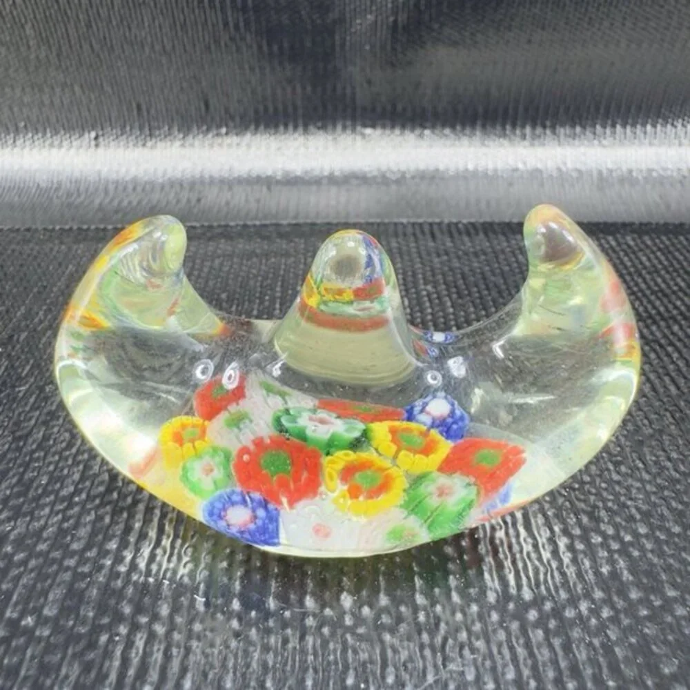 Vintage Chinese Art‎ Glass Holder Brush Pen Holder Millefiori Glass Figurine VTG